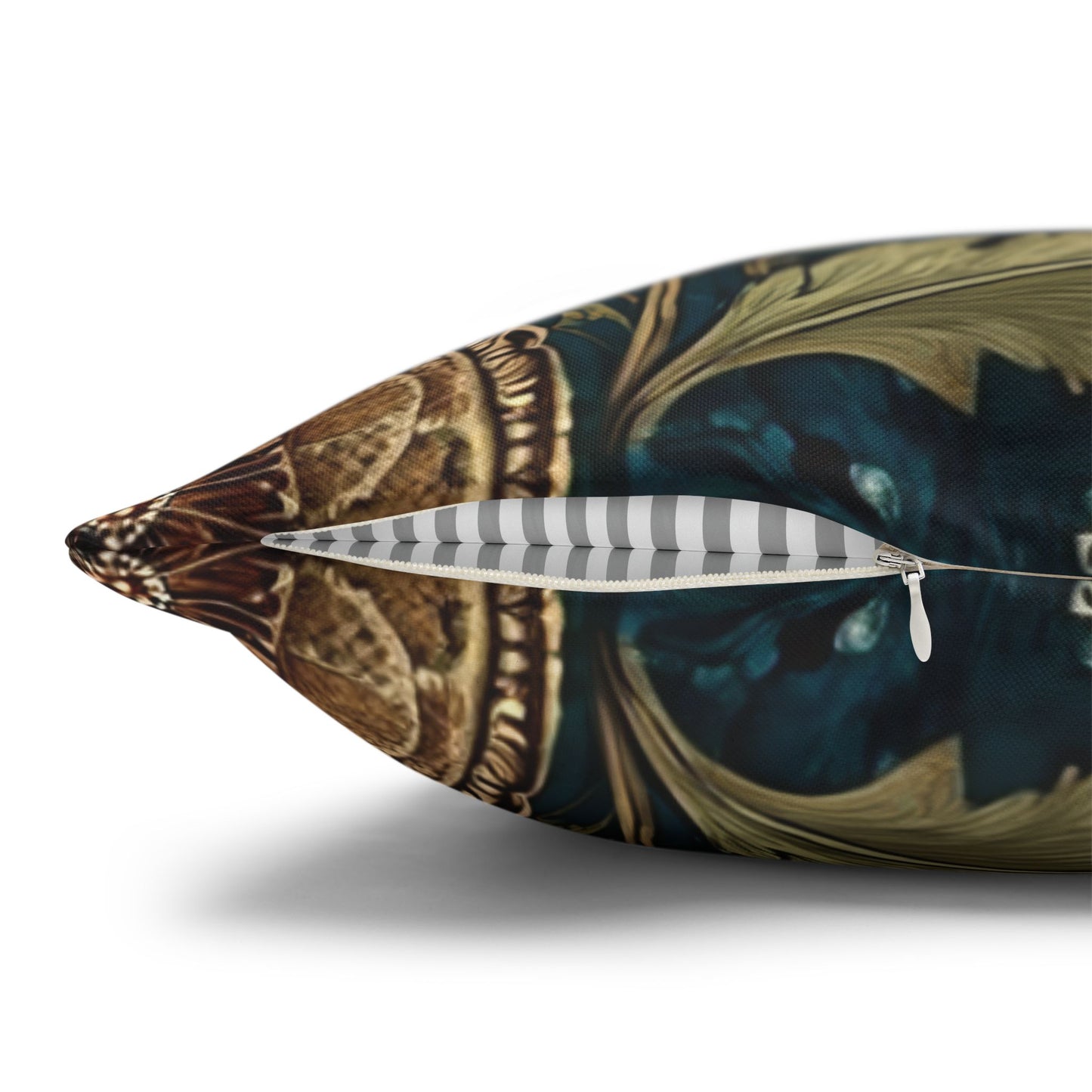 William Morris Inspired Moth Pillowcase, Teal Botanical Art Nouveau Cushion, Vintage Floral Nature Square Pillowcase