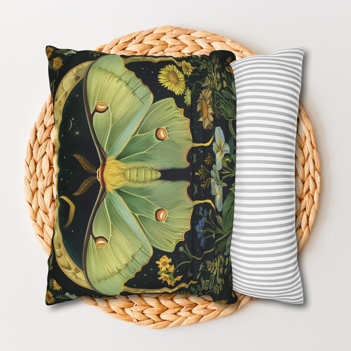 Luna Moth Crescent Moon Pillowcase