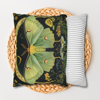 Luna Moth Crescent Moon Pillowcase