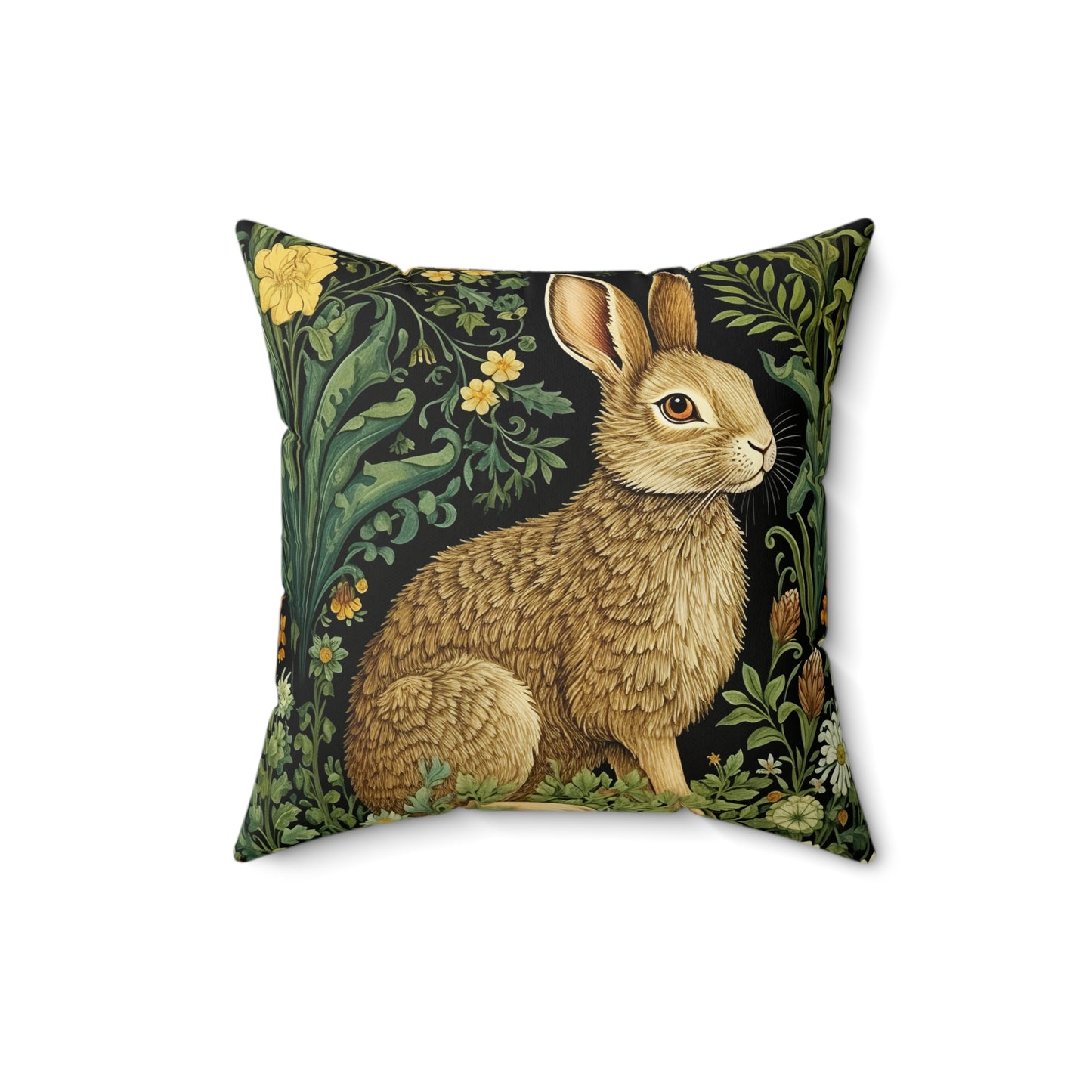 Botanical Rabbit Pillow | William Morris Inspired | Retro Farmhouse Home Decor | Easter Gift