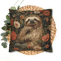 Botanical Sloth Pillowcase, Cozy Woodland Animal Cushion, William Morris Inspired Floral Throw Pillowcase