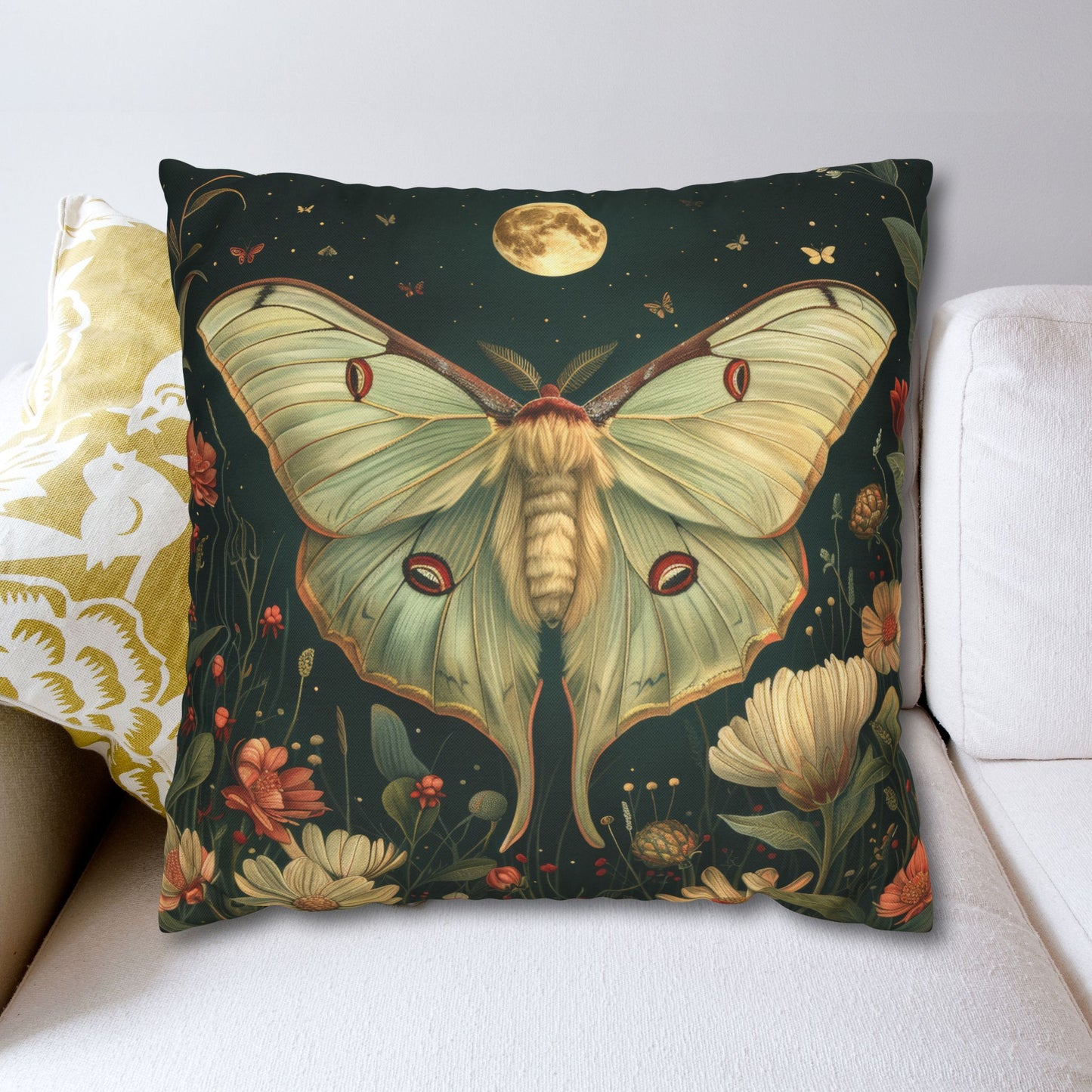 Luna Moth Flight Full Moon Night  Pillowcase