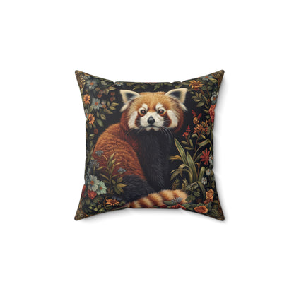 Red Panda Throw Pillow: William Morris Rustic Floral Accent Cushion