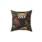 Red Panda Throw Pillow: William Morris Rustic Floral Accent Cushion