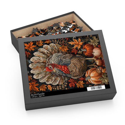 Thanksgiving Turkey Pumpkins Jigsaw Puzzle (120, 252, 500-Piece) Gift-Ready Box, Adult Jigsaw Puzzle