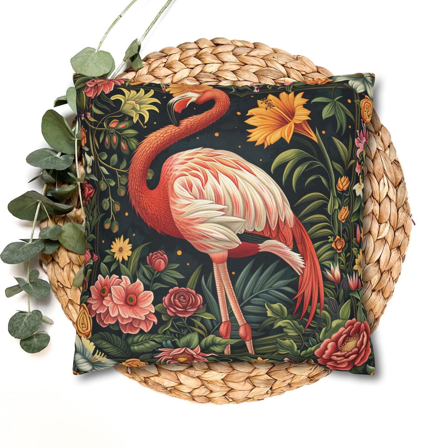 ropical Flamingo Throw Pillowcase: Morris Inspired Floral Decor