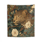 Vintage Leopard Botanical Tapestry, Elegant Jungle Floral Wall Hanging