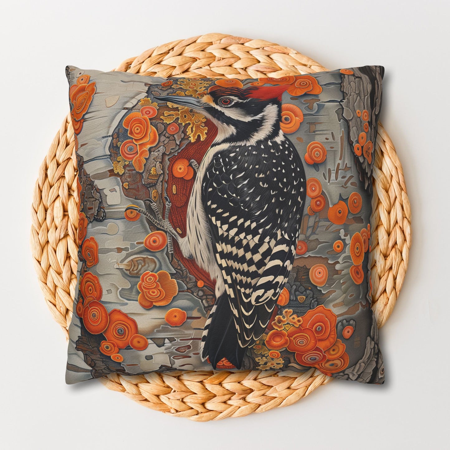 Woodpecker Pillow Cover: Autumn Woodland Decor, Cozy Cabin Accent