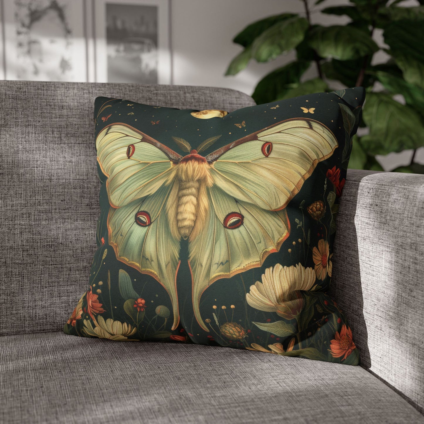 Luna Moth Flight Full Moon Night  Pillowcase