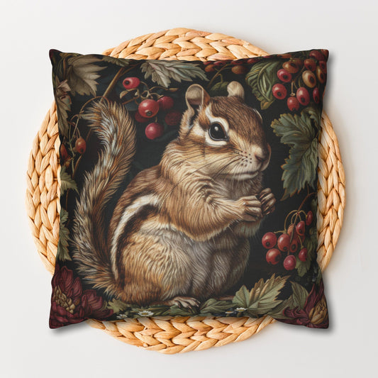 William Morris Inspired Botanical Chipmunk Pillowcase