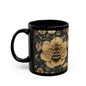 Botanical Bumblebee William Morris Inspired Black Coffee Mug For Her Him Ceramic Mug Black Mug 11oz, 15oz