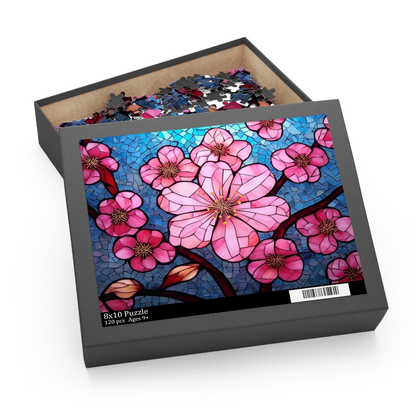 Stained Glass Cherry Blossom Jigsaw Puzzle (120, 252, 500-Piece)  Gift-Ready Box, Adult Jigsaw Puzzle, Gift Him Her