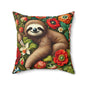 William Morris Inspired Cozy Sloth Pillow, Cute Home Decor, Fun Gift for Animal Lovers, Nature-Inspired Decor, Pillow Gift For Mother's Day