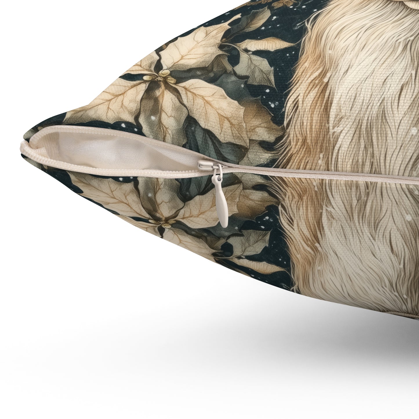 Christmas Reindeer Winter Pillow, William Morris Style Festive Woodland Decorative Cushion