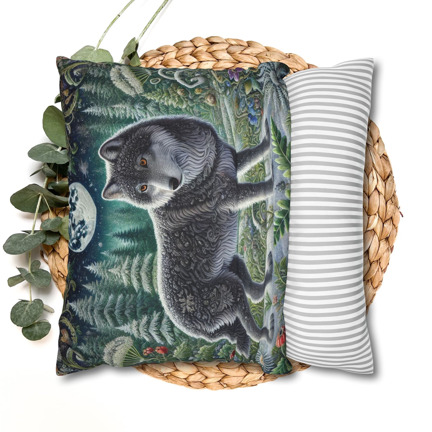 Wolf Design Square Pillowcase, Nature Decor, Wildlife Home Accent, Cozy Gift for Animal Lovers, Rustic Living Room Decor