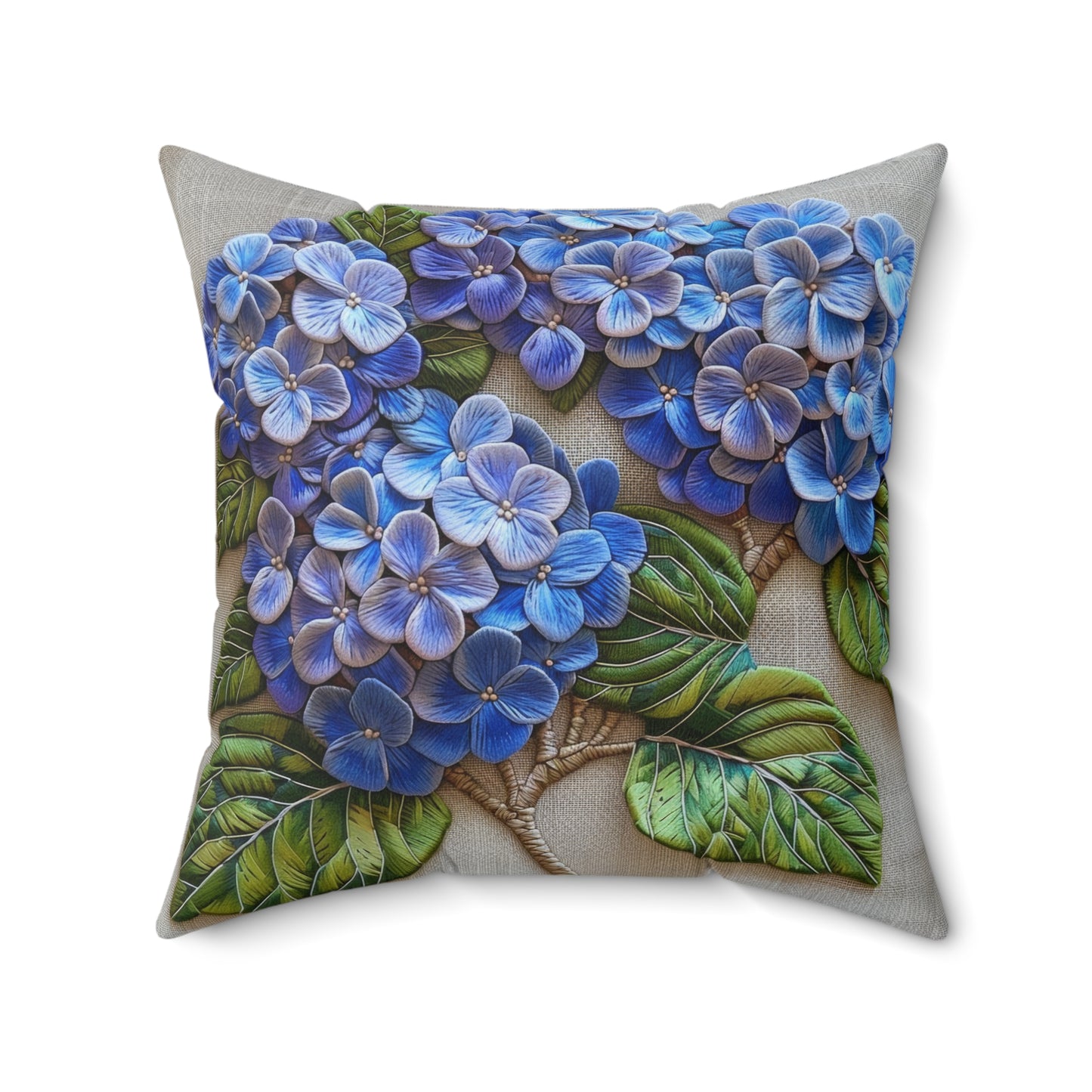 Hydrangea Purple Blue Decorative Pillow, Botanical Home Decor Pillow