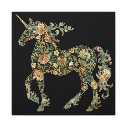 Floral Unicorn Canvas Art Print, Canvas Gallery Wraps, Nature Decor, Home Wall Decor, Boho Style, Animal Artwork