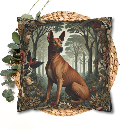Brown Thai Ridgeback Dog Ornate Botanical Themed Forest Pillowcase