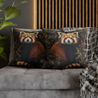 Red Panda Throw Pillowcase: William Morris Rustic Floral Accent Cushion