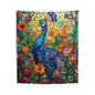 Tapestry of Peacock Faux Stained Glass, Vibrant Psychedelic, Art Wall Tapestries