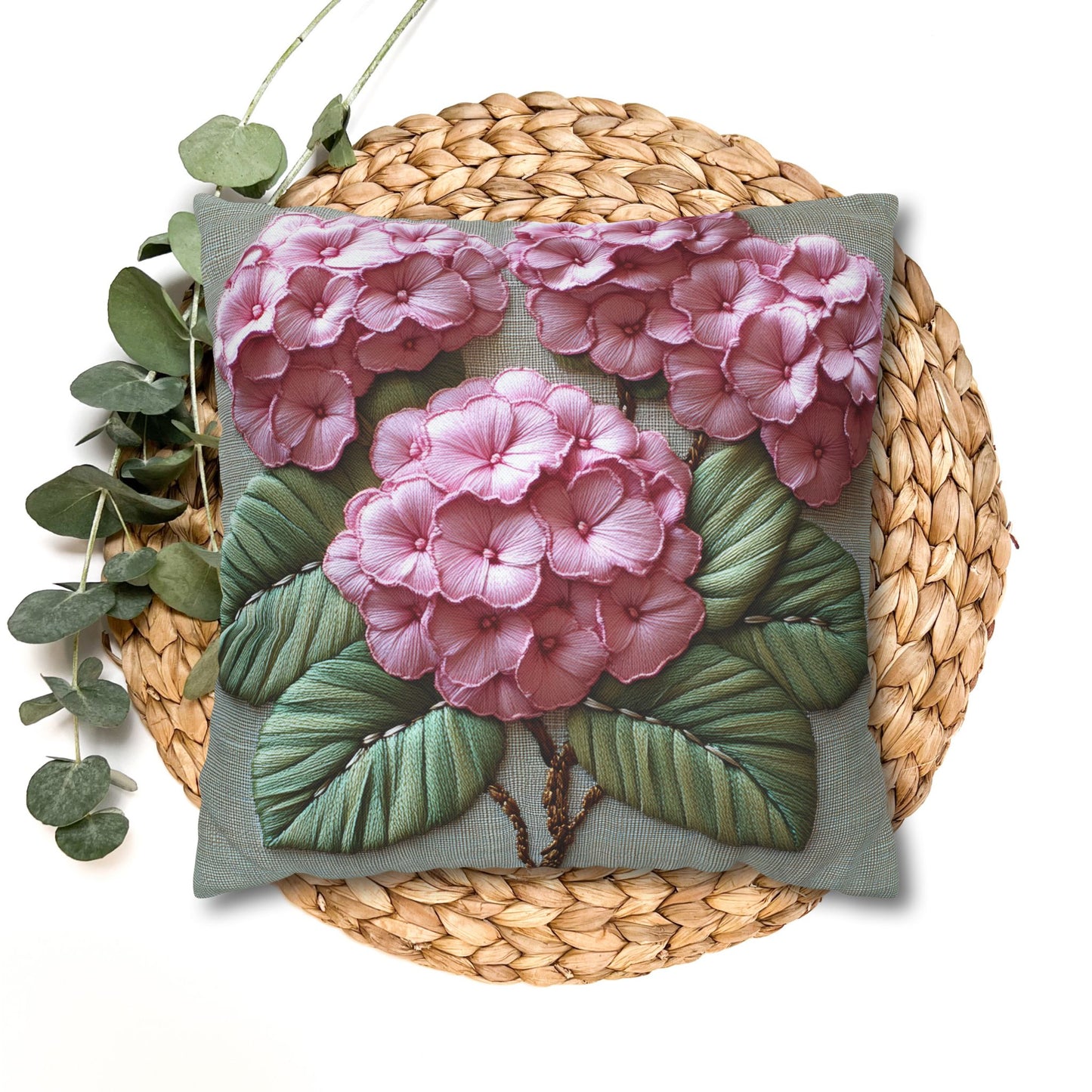 Pink Hydrangea Pillowcase Botanical Floral Accent