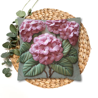 Pink Hydrangea Pillowcase Botanical Floral Accent