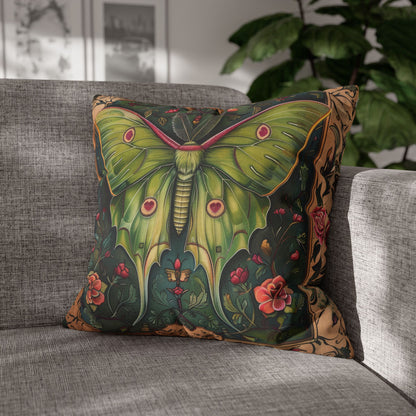 Medieval Art Luna Moth Persian Miniature Square Pillowcase