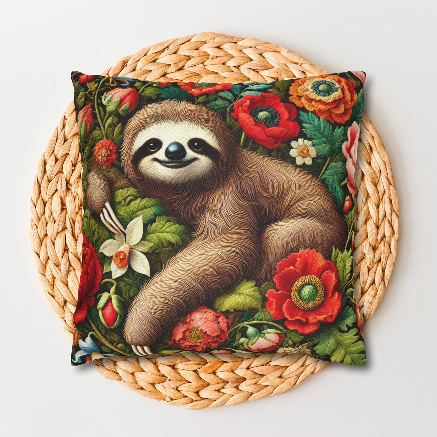 William Morris Inspired Cozy Sloth Pillowcase