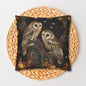 Enchanted Forest Owl Pillow, Decorative Fall Square Pillowcase