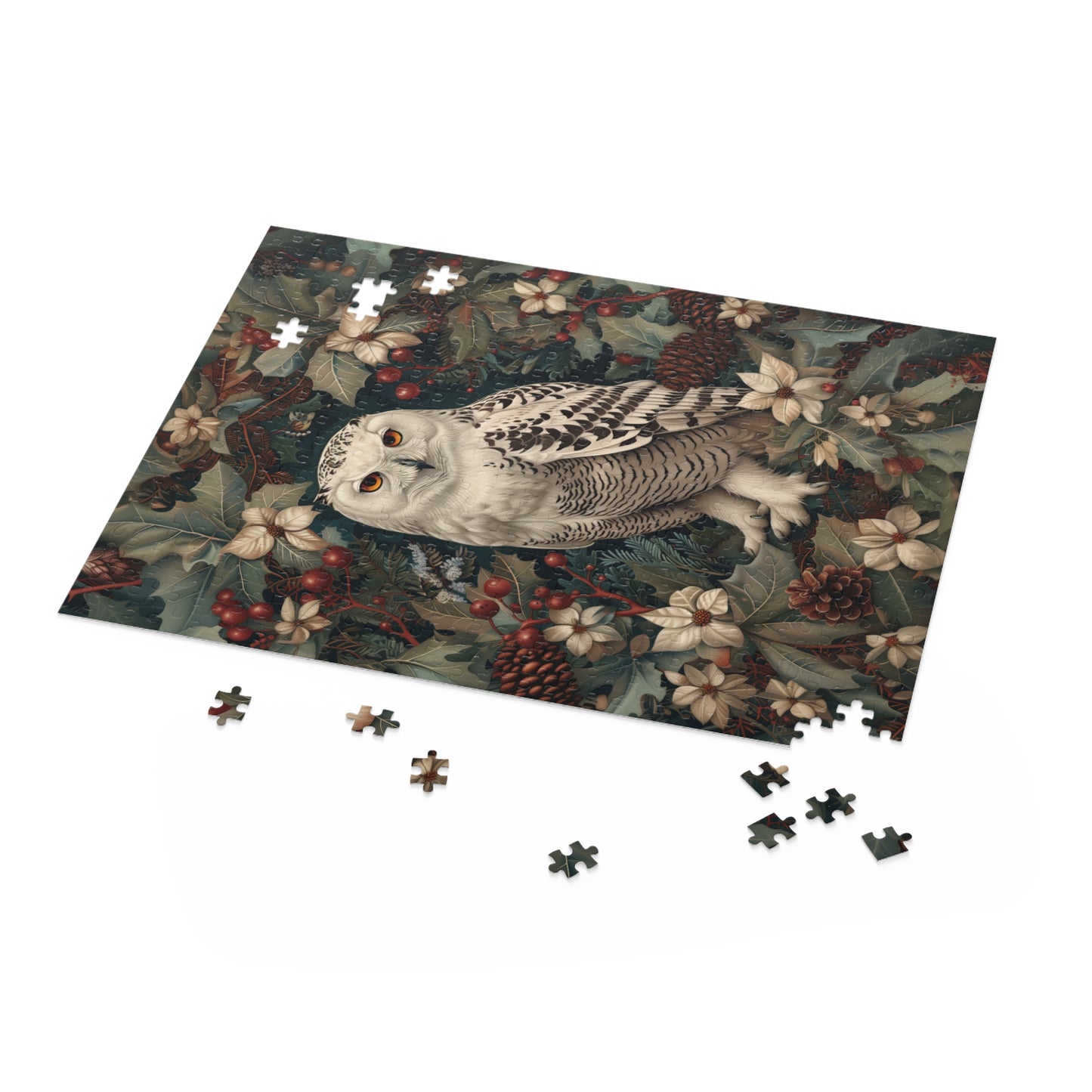 Snowy Owl Winter Puzzle, Enchanted Woodland Holiday Jigsaw (120, 252, 500 Pieces)