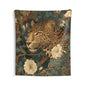 Vintage Leopard Botanical Tapestry, Elegant Jungle Floral Wall Hanging