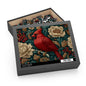 Red Cardinal Floral Puzzle, William Morris Inspired Botanical Jigsaw for Family