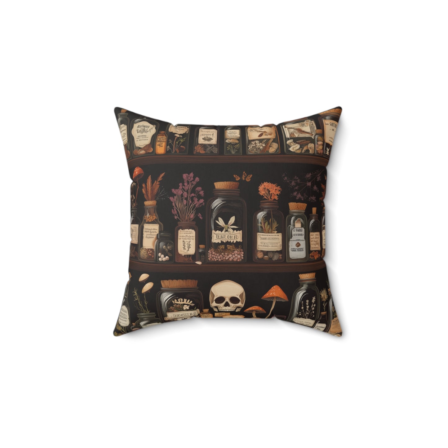 Gothic Apothecary Pillow, Witchcraft Potion Shelf Dark Academia Throw Cushion, Spooky Halloween Decor