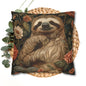 Botanical Sloth Pillowcase, Cozy Woodland Animal Cushion, William Morris Inspired Floral Throw Pillowcase