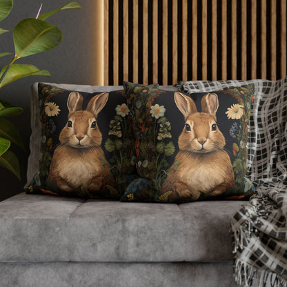 Rustic Bunny Floral Throw Pillowcase, Cute Rabbit Decorative Pillow Cover