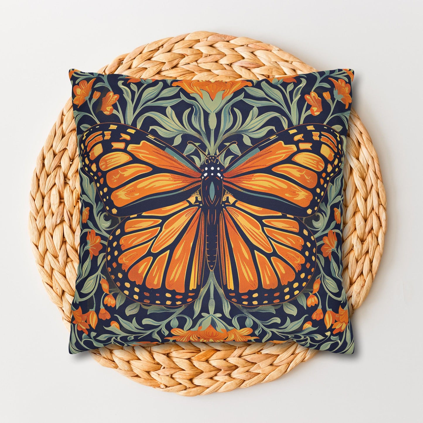 William Morris Inspired Monarch Butterfly Spring Pillowcase