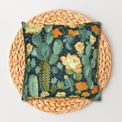 William Morris Inspired Cactus Pillowcase | Cottagecore Art Nouveau Pillowcase