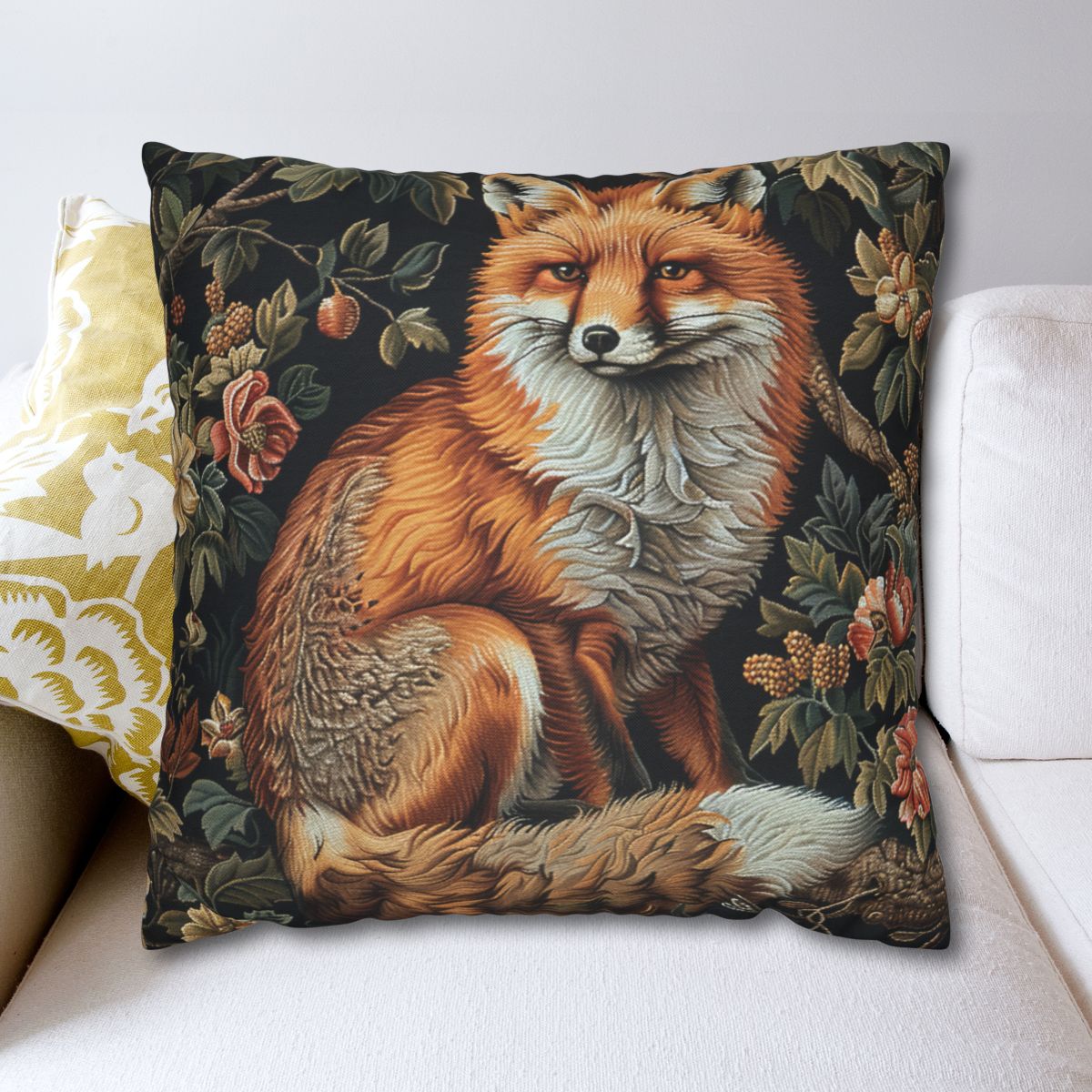 Forest Fox William Morris Inspired | Fox Ancient Decorative Pillow