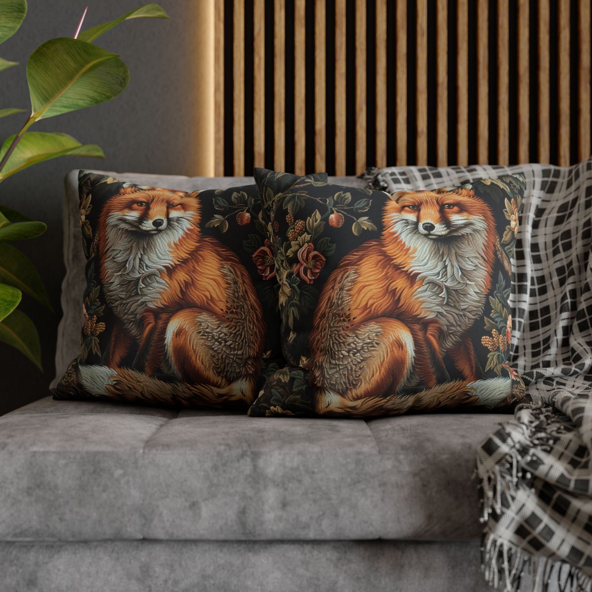 Forest Fox William Morris Inspired | Fox Ancient Decorative Pillow