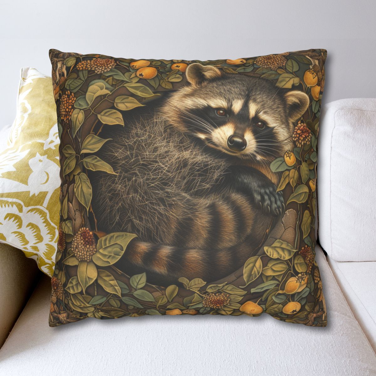 Raccoon William Morris Inspired | Raccoon Ancient Decorative Pillow