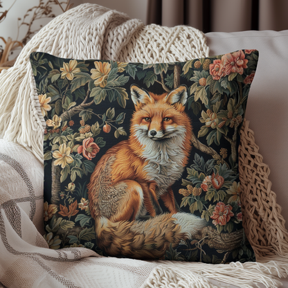 Forest Fox William Morris Inspired | Fox Ancient Decorative Pillow