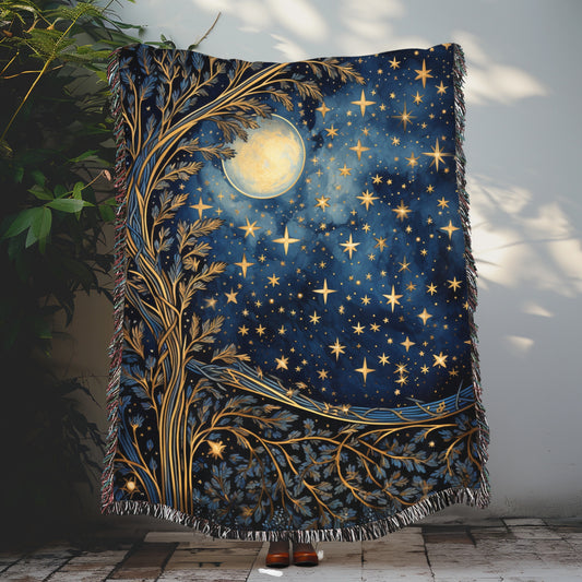 The Moon And The Stars Whimsical Night Woven Blankets