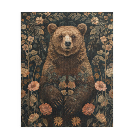 William Morris Inspired Forestcore Mama Bear Jigsaw Puzzle (120, 252, 500-Piece)  Gift-Ready Box, Adult Jigsaw Puzzle, Gift Him Her