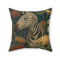 Zebra Botanical Decorative Pillow, William Morris Style Botanical Animal Cushion for Elegant Home Décor