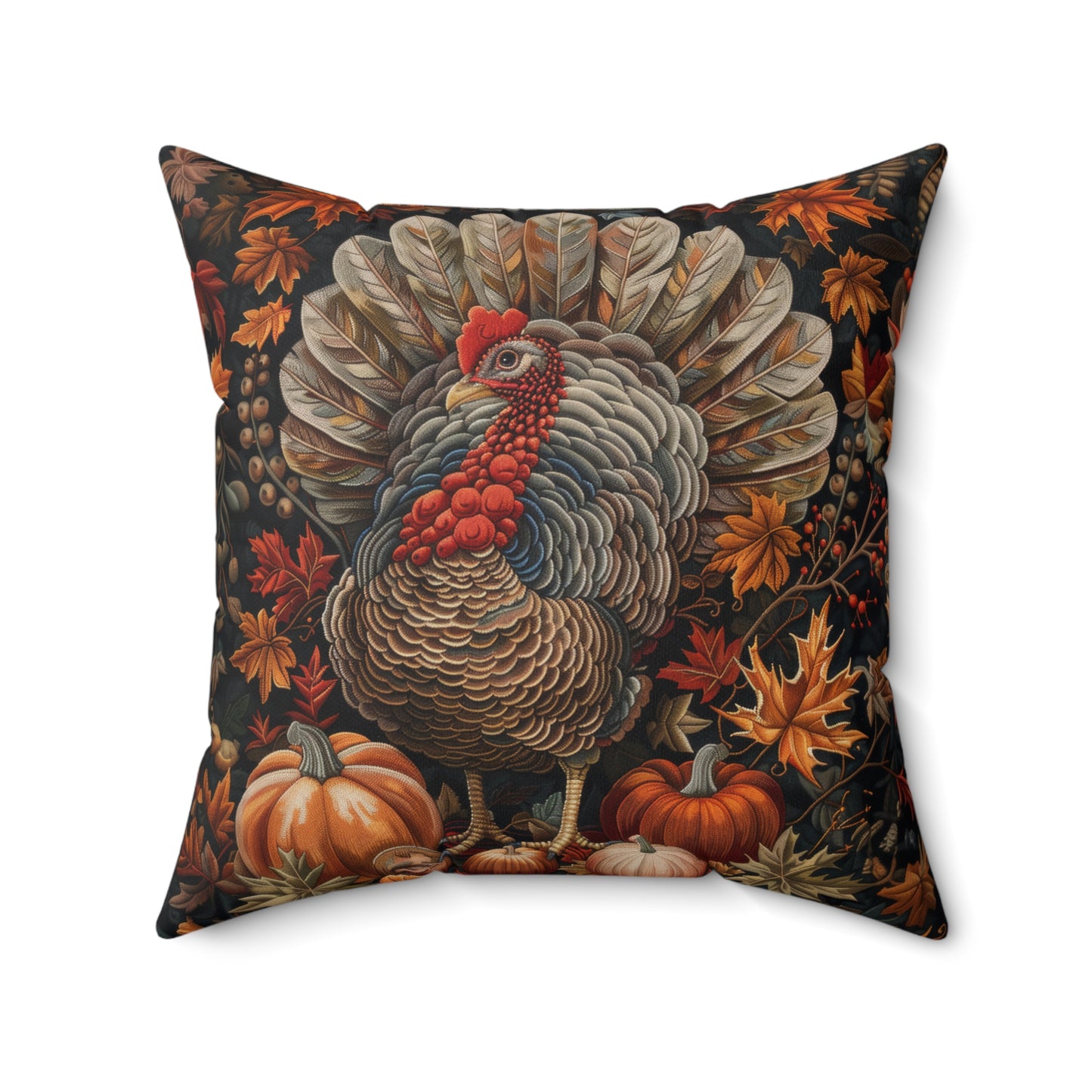 Thanksgiving Turkey Pillow: William Morris Inspired Fall Decor