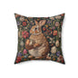 William Morris Inspired Easter Bunny Forest Florals Square Pillow, Throw Pillow, Home Decor, Accent Pillow, Easter Decor