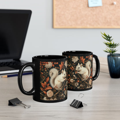 Mug Woodland Squirrel Art Nouveau William Morris Inspired Fall Autumn Black Coffee 11oz 15oz, Gift for Nature Lover, Kitchen Decor, Unique