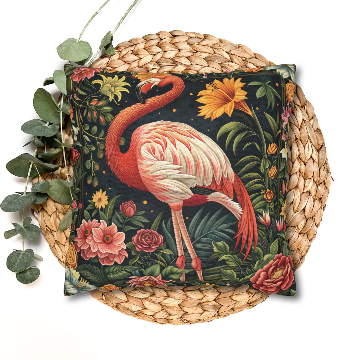 ropical Flamingo Throw Pillowcase: Morris Inspired Floral Decor