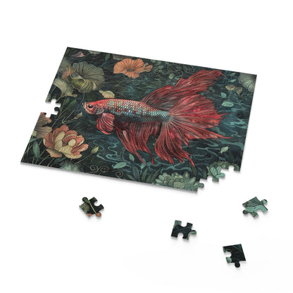 The Siamese Fighting Fish, William Morris Art Inspired (120, 252, 500-Piece) Adult Jigsaw Puzzle, Gift Him Her