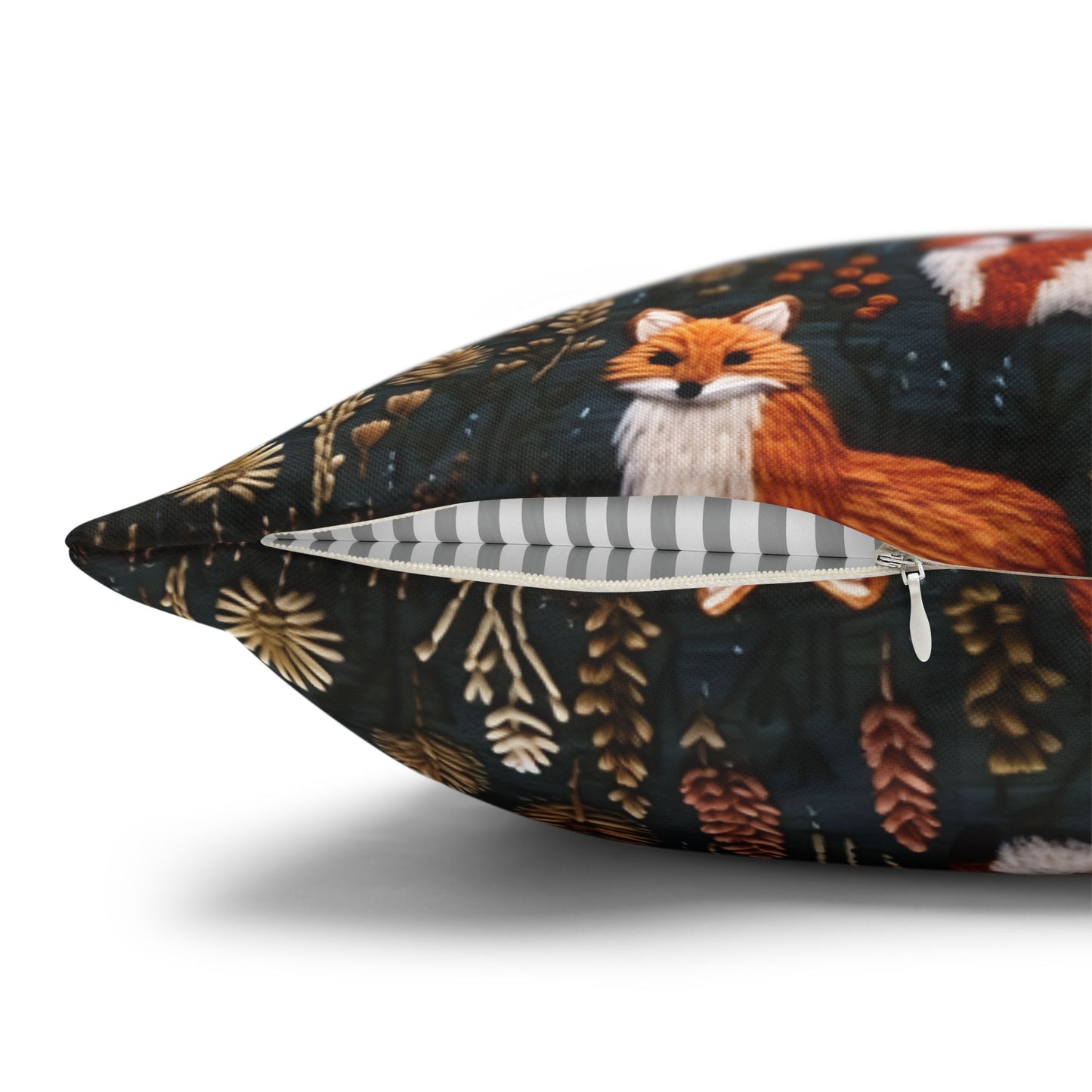 Woodland Foxes Embroidery-Style Pillowcase